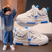 男童鞋2024春秋儿童小白，鞋运动鞋透气软底，中大童男孩网面板鞋