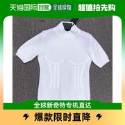 香港直邮FendiFENDI 女士白色羊毛小高领短袖针织衫 FZX623-AEEE-