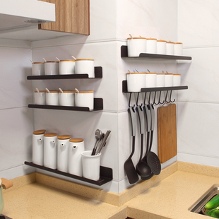 太空铝厨房置物架免打孔壁挂式厨具调料，收纳架子用品小型窄架子