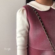 龙凤妈妈韩国童装女童娃娃领长袖，t恤黑白色打底2023冬g620