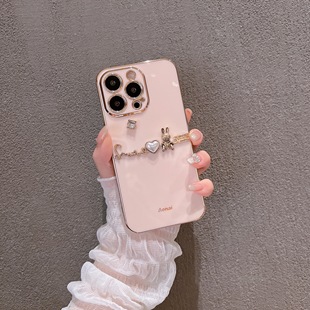 粉色diy高级金属兔适用iphone1515promax苹果14pro手机壳13promax12超薄软硅胶11xsxr手机壳女款