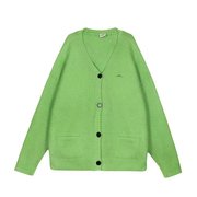 绿色毛衣开衫外套，男2023秋季宽松慵懒风中长款针织上衣