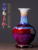 景德镇郎红花釉陶瓷花瓶客厅摆件 中国红陶瓷手工仿古色釉瓷器463