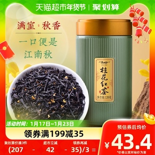 茶人岭茶叶桂花红茶新茶浓香型正山小种120g绿罐装冷泡茶