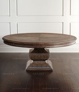 定制实木餐桌休闲餐厅圆木桌椅组合饭桌家具定制美式乡村单人沙发