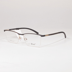 帕莎大框圆脸钛金属眼镜框潮流复古半框架可配近视镜86650
