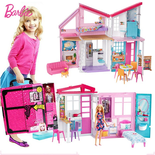 芭比娃娃换装梦幻衣橱fxg57生日，女孩公主礼盒玩具，闪亮度假屋fxg55