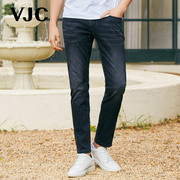 VJC/威杰思2024夏季男装男士灰色牛仔裤洗水直筒修身小脚裤