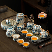 青花汝窑功夫茶具茶杯，套装轻奢高档2024陶瓷，家用泡茶喝茶办公