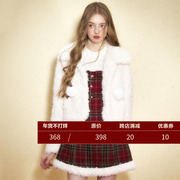 RECIT原创设计 白色羊毛卷棉服女款冬季甜美软糯短款加厚毛毛外套