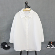 男童纯白长袖衬衣2023街舞超薄宽松儿童蝙蝠袖衬衫空调防晒开衫