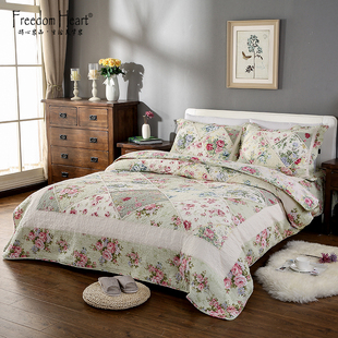 出口纯棉美式田园，风格绗缝夹棉四件套床上用品，被套床单床盖款式