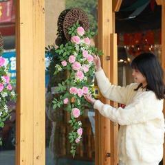 仿真吊花装饰塑料植物挂墙假花客厅墙壁墙上吊兰吊篮藤蔓壁挂花藤
