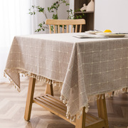 现代简约小清新格子桌布，棉麻防水桌布餐厅，桌垫台布布料