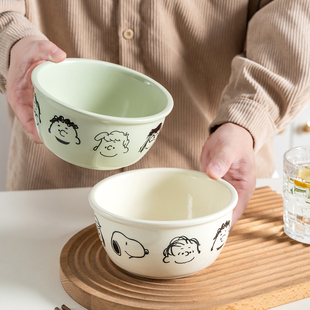 卡通奶油风面碗家用陶瓷大碗面条碗，拉面碗高级感餐具泡面碗饭碗