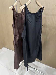 kp纯色简约圆领无袖背心，连衣裙长裙咖色黑色穿到130斤
