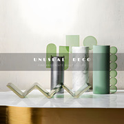UNUSUAL 意式简约几何绿色花器桌面托盘组合样板房软装工艺品摆件