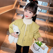 女童皮衣外套春季2024宝宝洋气时髦春装儿童网红韩版夹克上衣
