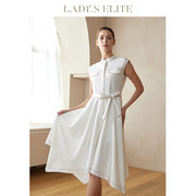 LadySElite/慕裁 白色无袖连衣裙女2023春夏甜美气质显瘦长款裙子