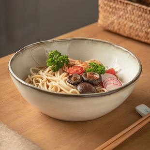 涧山集 日式复古陶瓷碗创意家用餐具大号菜碗纯色汤碗早餐面条碗