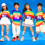 六一儿童拉拉队演出服男女学生啦啦操爵士舞蹈服装彩虹中国表演服