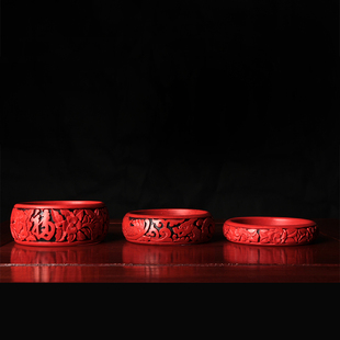 扬州漆器厂新中式红色大漆传统古风手镯婚庆中秋国庆节送礼饰品