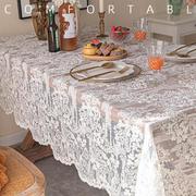 法式蕾丝复古壁纸长方形餐桌盖布，绣花白色高级感茶几垫风欧式