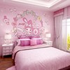 卡通墙纸粉色女孩房卧室壁纸温馨公主房北欧风格定制儿童壁画墙布