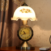欧式仿古卧室床头灯美式怀旧中国风客厅书房灯可调光奢华钟表台灯