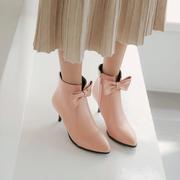 鞋子女鞋婚鞋粉色杏色骑士靴，马靴短靴子女靴，大码小码靴48kb