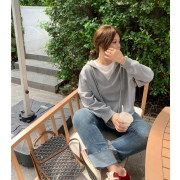alin定制大码2023春胖mm上衣复古日系慵懒200斤假两件卫衣女