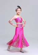 高档新六一(新六一)儿童演出服装女童幼儿少儿，舞蹈裙傣族舞孔雀舞民族表演