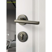 卧室门锁青古铜色室内房间门锁，家用通用型木门把手静音磁吸款锁具