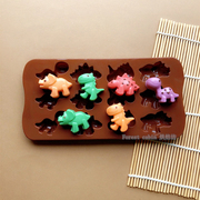 卡通恐龙模具DIY巧克力蛋糕饼干软糖果冻冰格硅胶烘焙耐高温可蒸