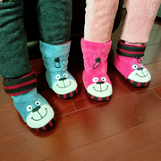 冬季儿童卡通地板袜加绒加厚隔凉防滑底中筒袜套室内家居保暖鞋袜