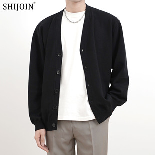 SHIJOIN 原创FUNDAJOIN黑色针织毛衣开衫休闲短200118宽松v领外套