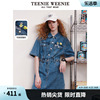 teenieweenie小熊夏季复古文艺工装，风牛仔短袖连衣裙女