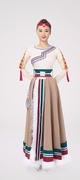藏族舞蹈演出服装女水袖连体上衣藏族半身裙大摆裙藏族艺考练习裙