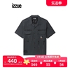 izzue男装短袖衬衫2023夏季潮酷军风机能感排扣上衣8304s3