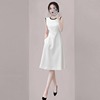 2024夏季高档优雅气质白色长裙收腰女人味通勤A版无袖纯色连衣裙