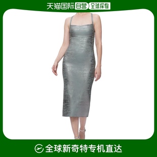 美国直邮Herve LegerHerve Leger 乙烯基箔吊带中长连衣裙