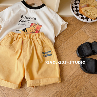 太好搭了~儿童夏季黄色，五分裤男童短裤，休闲裤宝宝帅气裤子薄款潮
