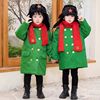 儿童绿色军大衣中长款加厚冬款外穿东北军绿大棉袄，儿童大衣棉服