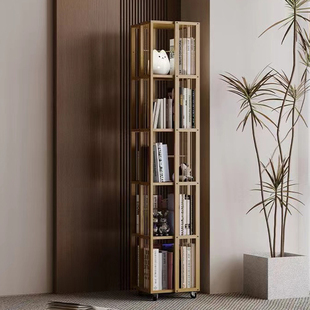 旋转书架家用客厅可移动多层置物架非实木省空间，收纳神器简易书柜