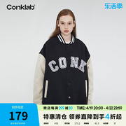 conklab复古字母棒球服男宽松休闲情侣夹克，国潮牌学院风外套春秋