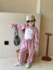 韩系女童假两件粉紫字母韩版甜酷宝宝运动套装春秋