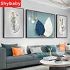 客厅装饰画现代简约沙发背景墙新中式3D立体自粘大芬油画村三联画