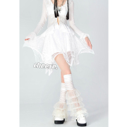 个性设计白色袜套小众辣妹公主风蕾丝拼接多层纱网大花边腿套亚比
