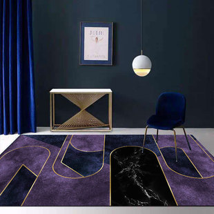简约客厅地毯茶几椅垫个性，长方形后现代轻奢紫色卧室家用房间地垫