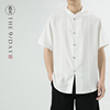 夏季中式男装棉麻中袖衬衫中国风半袖上衣，唐装盘扣短袖衬衣